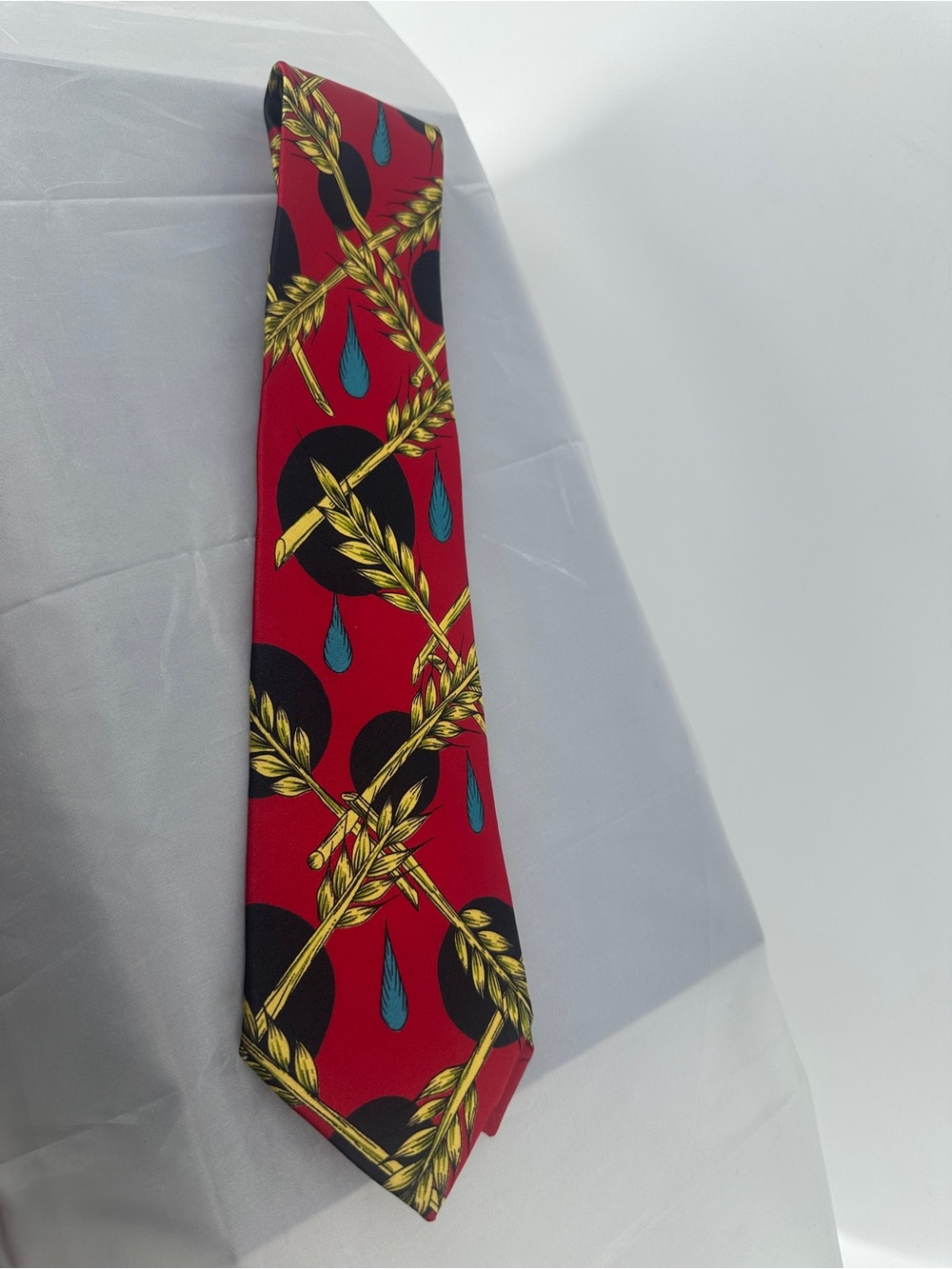 fabric frontline zurich red and black wheat pattern silk tie
